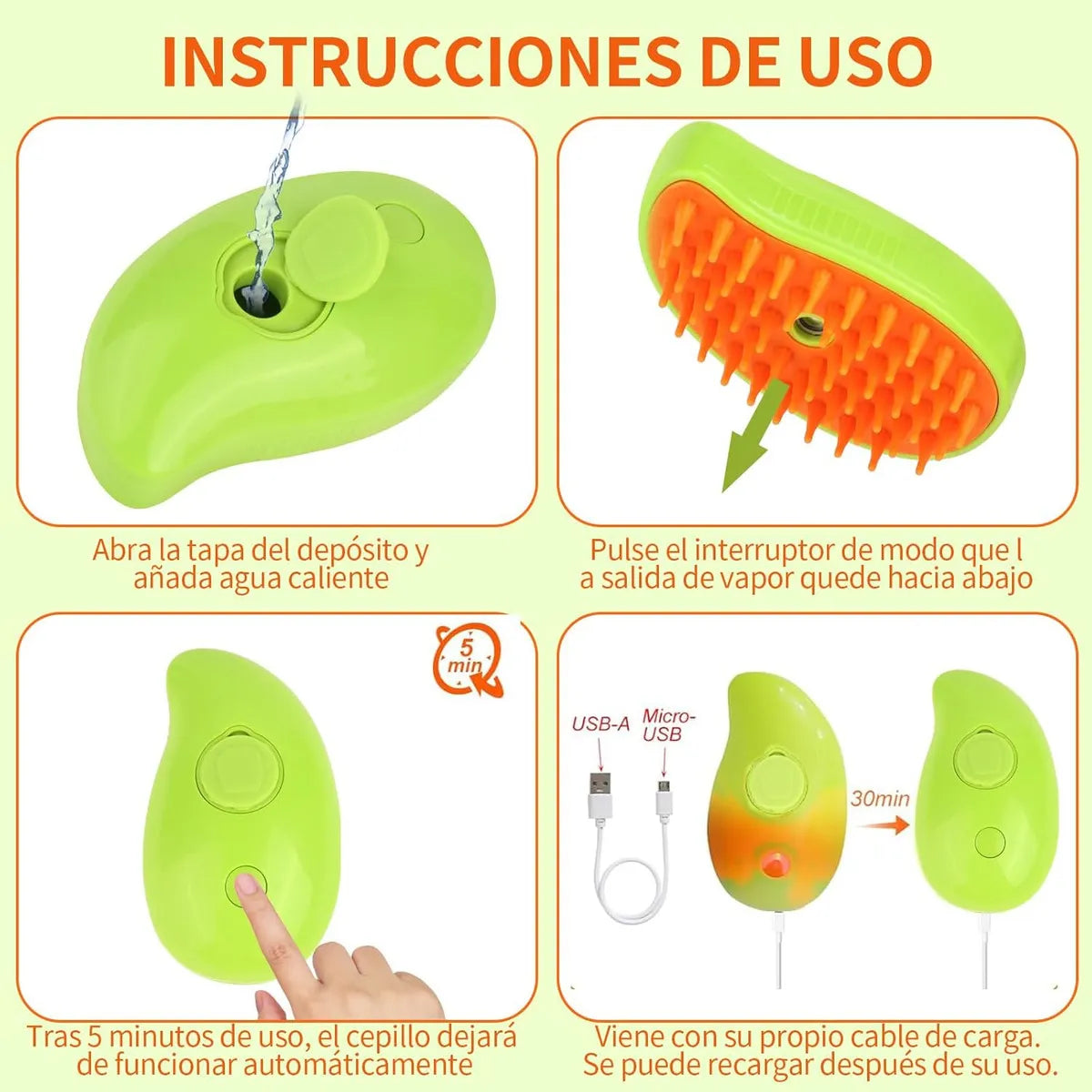 Cepillo De Vapor 3 En 1 Masajeador Para Mascotas Perros O Gatos Eléctrico Alta Calidad