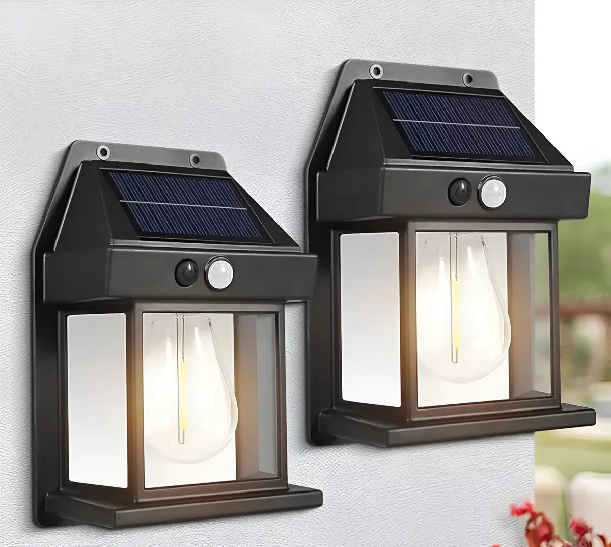 Farol De Pared Luz Led Solar Exterior Jardín Cálida X 2uni Luz Cálida