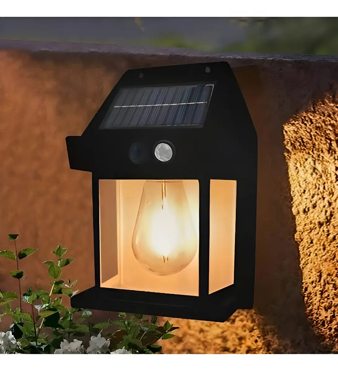 Farol Solar De Pared + Sensor Movimiento Luz Cálida Exterior 2X990